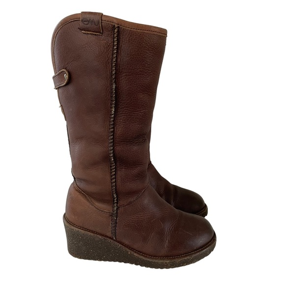 Emu Shoes - Emu Australia Leather Sheepskin Wedge Boots Women’s 5 Tan Brown Winter Shearling